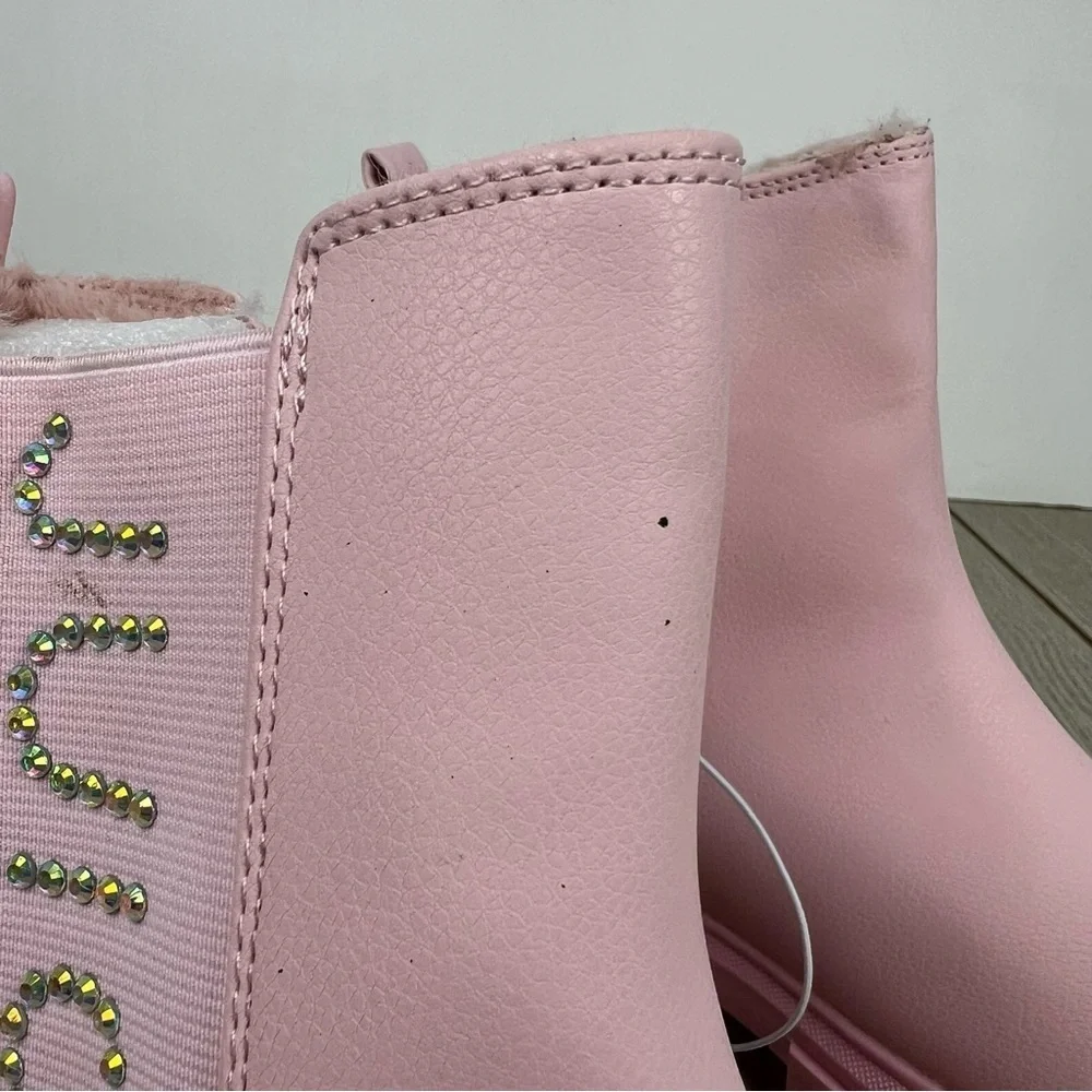 Juicy Couture Girl's Carlsbad Gem Embellished Boots 4 Kids Pink $50 FB3090
